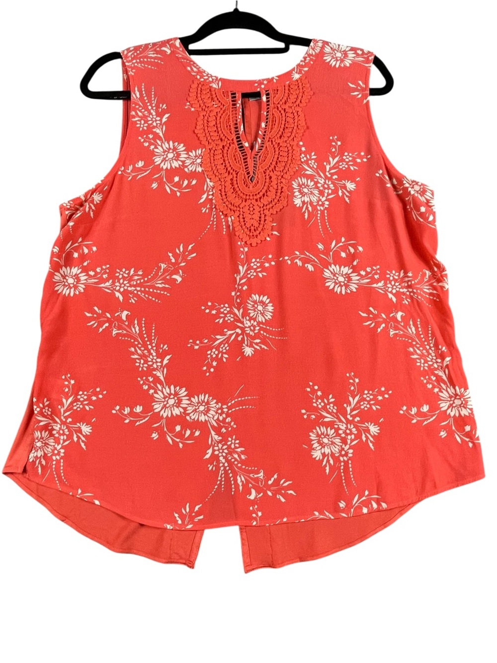 Daniel Rainn Sleeveless Lace-Trim Floral Feminine Fun Blouse - New w/Tags - XL